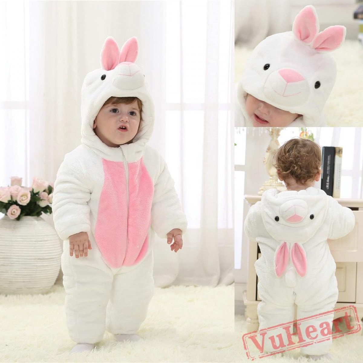 Baby White Rabbit Kigurumi Onesies Pajamas Costumes Winter Pajamas