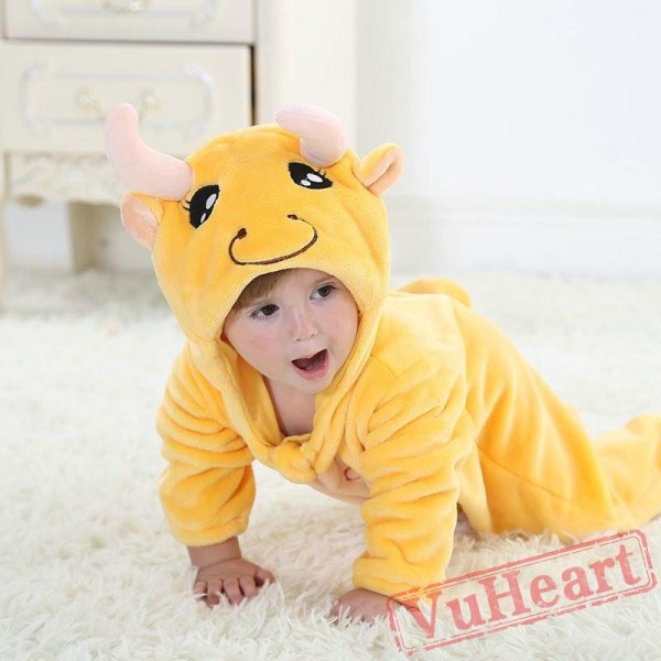 Taurus Yellow Cow Zodiac Kigurumi Onesies Pajamas Costumes Toddler Pajamas for Baby