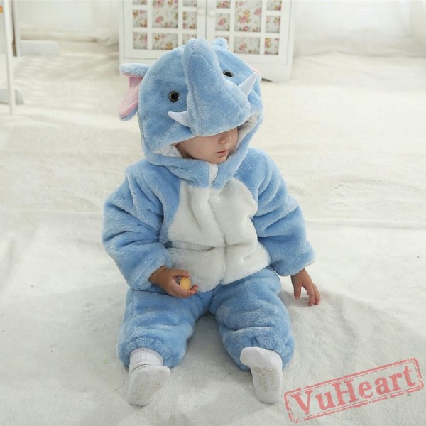 Blue Elephant Kigurumi Onesies Pajamas Costumes Winter Pajamas for Baby