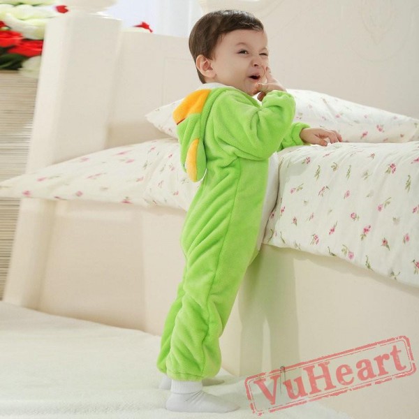 Green Frog Kigurumi Onesies Spring Costumes Cute Flannel Pajama for Baby