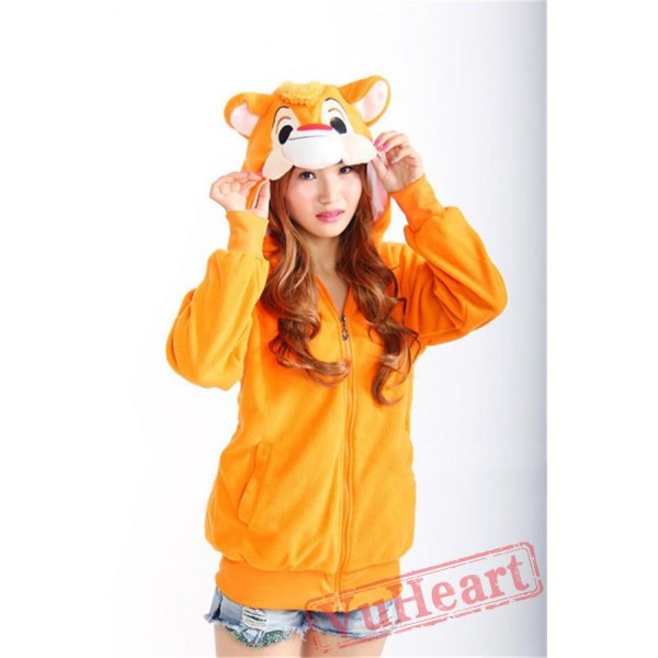 Squirrel Long Sleeve Cartoon Kigurumi Fleece Hoodie Coat Jacket