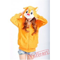 Squirrel Long Sleeve Cartoon Kigurumi Fleece Hoodie Coat Jacket