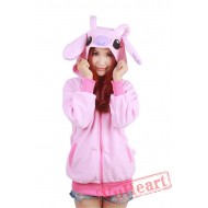 Pink Stitch Long Sleeve Cartoon Kigurumi Cotton Hoodie Coat Jacket