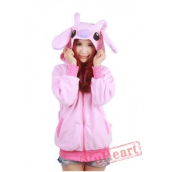 Pink Stitch Long Sleeve Cartoon Kigurumi Cotton Hoodie Coat Jacket