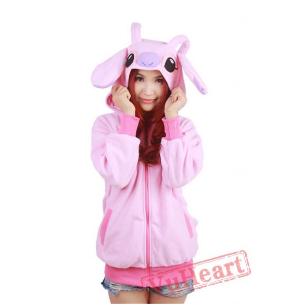 Pink Stitch Long Sleeve Cartoon Kigurumi Cotton Hoodie Coat Jacket