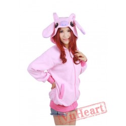 Pink Stitch Long Sleeve Cartoon Kigurumi Cotton Hoodie Coat Jacket