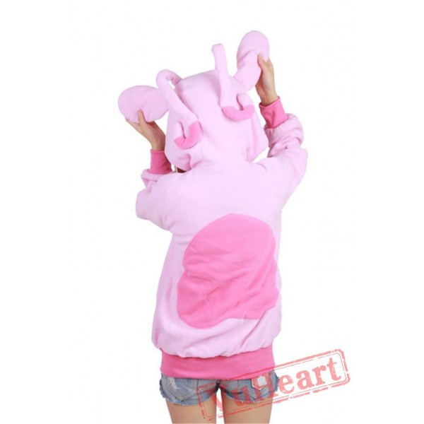 Pink Stitch Long Sleeve Cartoon Kigurumi Cotton Hoodie Coat Jacket