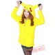 Pikachu Yellow Long Sleeve Cartoon Kigurumi Fleece Hoodie Coat Jacket