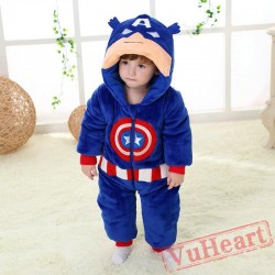 Captain America Super Hero Kigurumi Onesies Pajamas Costumes Winter for Baby