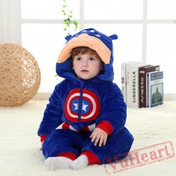 Captain America Super Hero Kigurumi Onesies Pajamas Costumes Winter for Baby