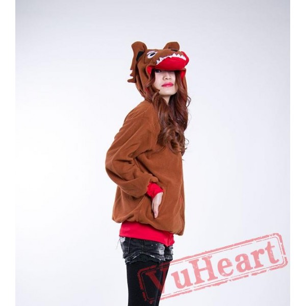 Cartoon Brown Wolf Long Sleeve Hoddie Partywear Cosplay Costume