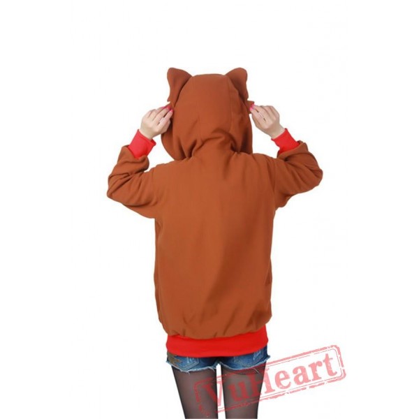 Cartoon Brown Wolf Long Sleeve Hoddie Partywear Cosplay Costume