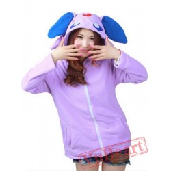 Purple Espeon Long Sleeve Cartoon Kigurumi Cotton Hoodie Coat Jacket