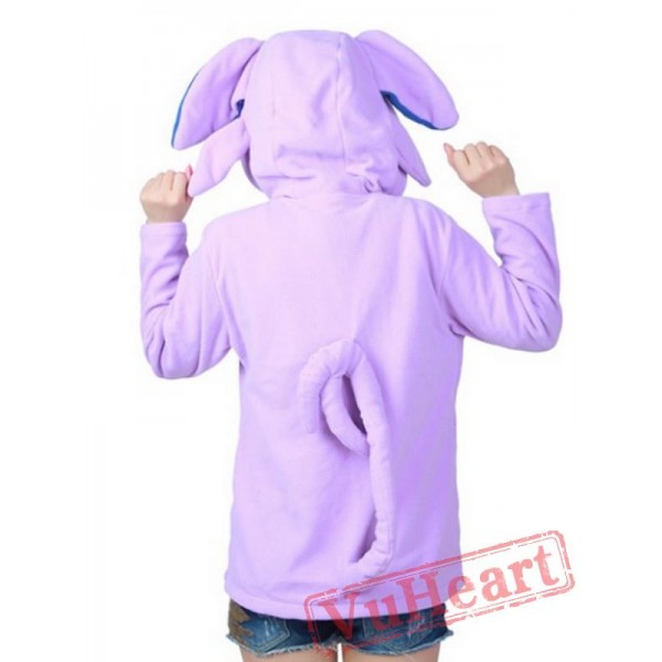 Purple Espeon Long Sleeve Cartoon Kigurumi Cotton Hoodie Coat Jacket