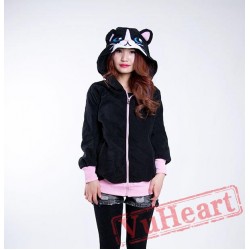 Black Cat Long Sleeve Cartoon Kigurumi Hoodie Coat Jacket