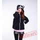 Black Cat Long Sleeve Cartoon Kigurumi Hoodie Coat Jacket