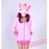 Pink Unicorn Cartoon Zip-up Hoodie Cosplay Costume Long Sleeve