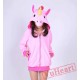 Pink Unicorn Cartoon Zip-up Hoodie Cosplay Costume Long Sleeve