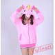 Pink Unicorn Cartoon Zip-up Hoodie Cosplay Costume Long Sleeve