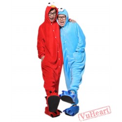Red Cookie Monster Kigurumi Onesies Pajamas Costumes for Women & Men