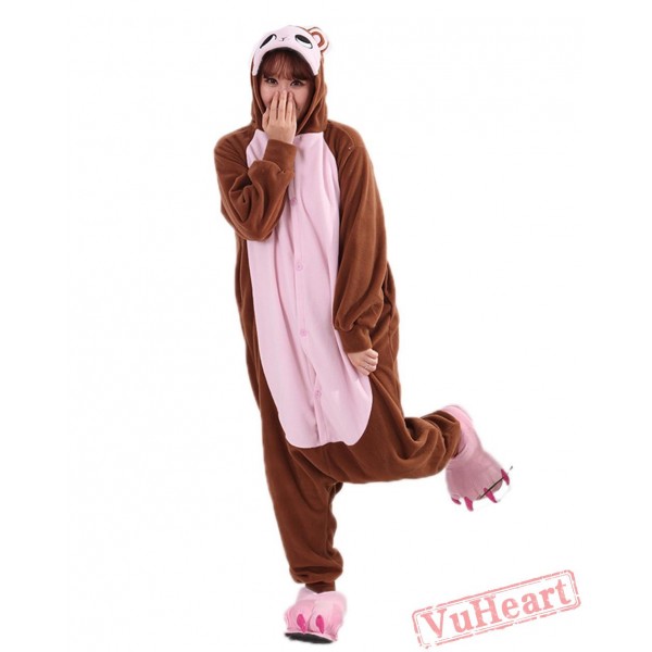 Brown Monkey Kigurumi Onesies Pajamas Costumes for Women & Men