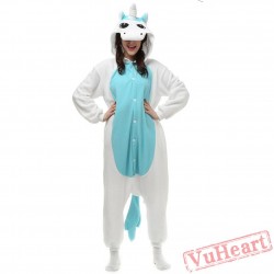 White Blue Unicorn Kigurumi Onesies Pajamas Costumes for Women & Men