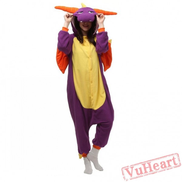 Purple Dragon Kigurumi Onesies Pajamas Costumes for Women & Men