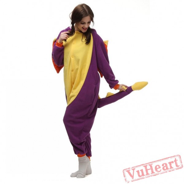 Purple Dragon Kigurumi Onesies Pajamas Costumes for Women & Men