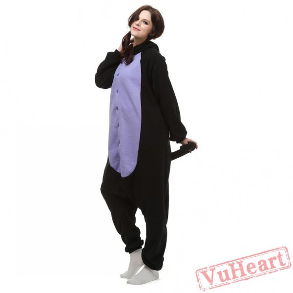 Middle Night Balck Spooky Cat Kigurumi Onesies Pajamas Costumes for Women & Men