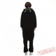 Middle Night Balck Spooky Cat Kigurumi Onesies Pajamas Costumes for Women & Men