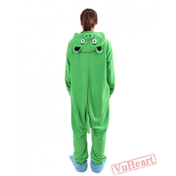 Green Paper Pig Kigurumi Onesies Pajamas Costumes for Women & Men