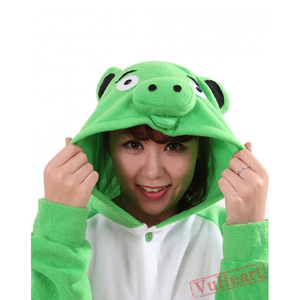 Green Paper Pig Kigurumi Onesies Pajamas Costumes for Women & Men