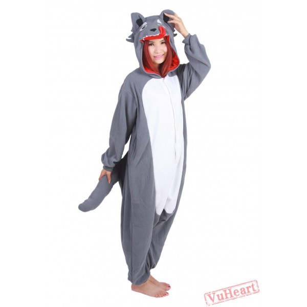 Grey Wolf Kigurumi Onesies Pajamas Costumes for Women & Men