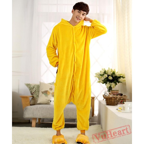 Cartoon Pikachu Kigurumi Onesies Pajamas Costumes for Women & Men