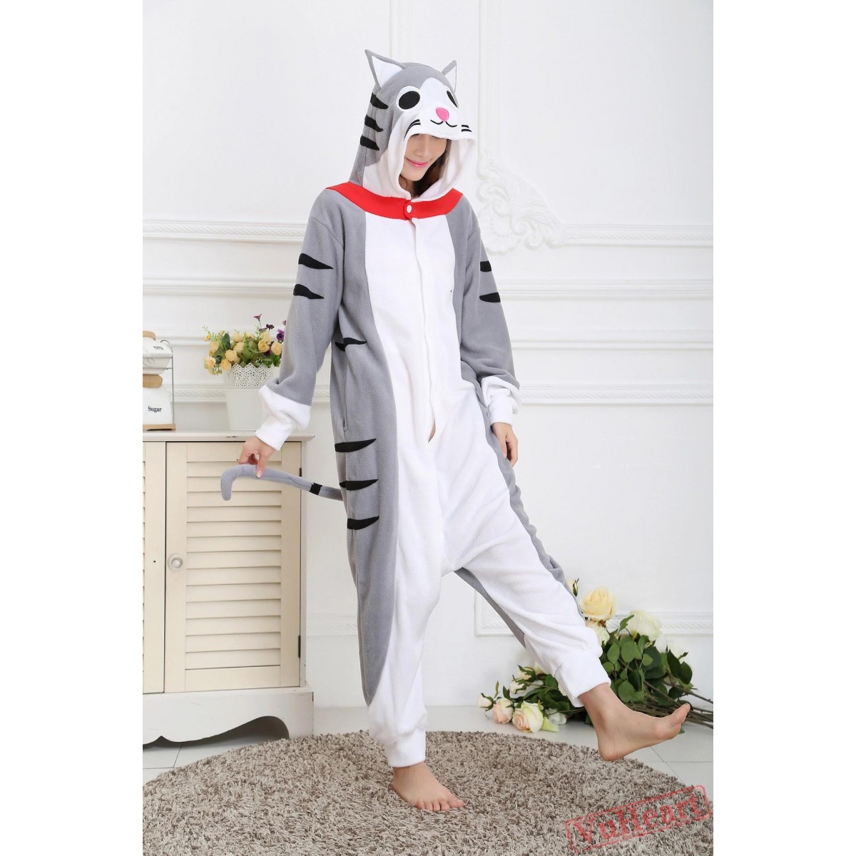 Women & Men Cheese Cat Kigurumi Onesies Pajamas Costumes