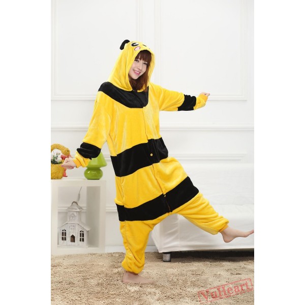 Cartoon Yellow Bee Kigurumi Onesies Pajamas Costumes for Women & Men