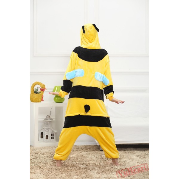 Cartoon Yellow Bee Kigurumi Onesies Pajamas Costumes for Women & Men