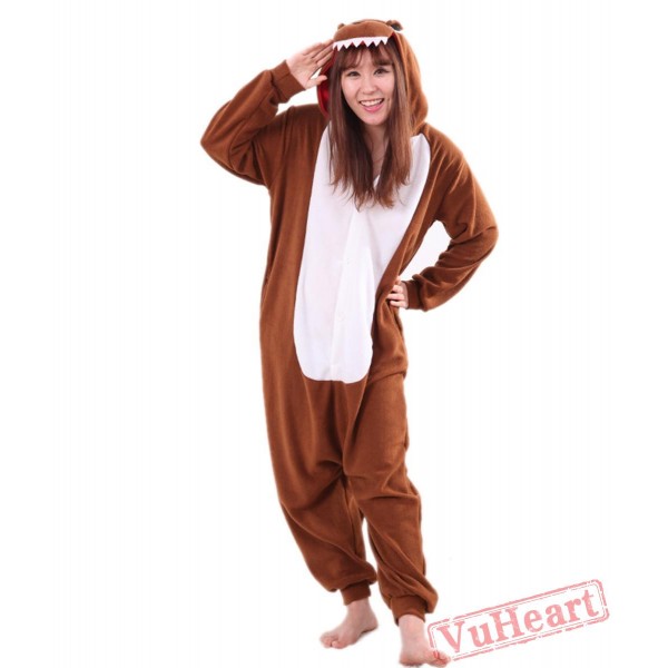 Brown Red Dinosaur Sleep Kigurumi Onesies Pajamas Costumes for Women & Men