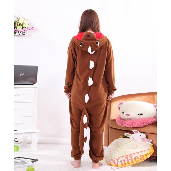 Brown Dinosaur Kigurumi Onesies Pajamas Costumes for Women & Men