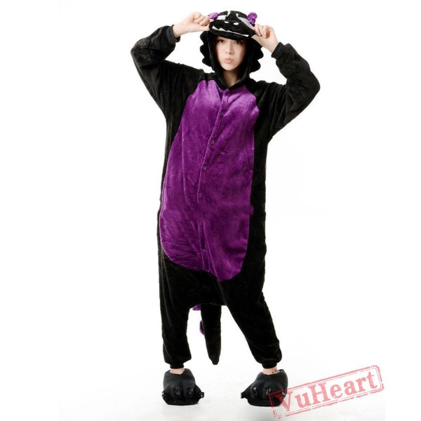 Black Dragon Wolf Kigurumi Onesies Pajamas Costumes for Women & Men