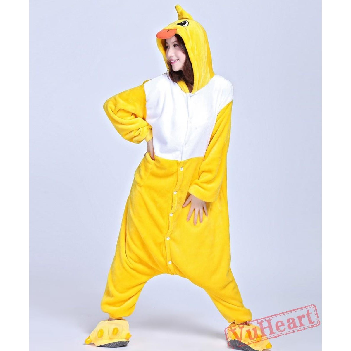 Kids Yellow Duck Onesie Costume - Boys & Girls Duck Outfit For Halloween, Easter, Role Play, Soft Material, Size Medium - View #4