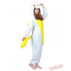 Yellow White Unicorn Kigurumi Onesies Pajamas Costumes for Women & Men