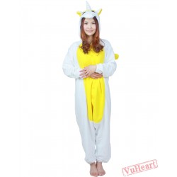 Yellow White Unicorn Kigurumi Onesies Pajamas Costumes for Women & Men