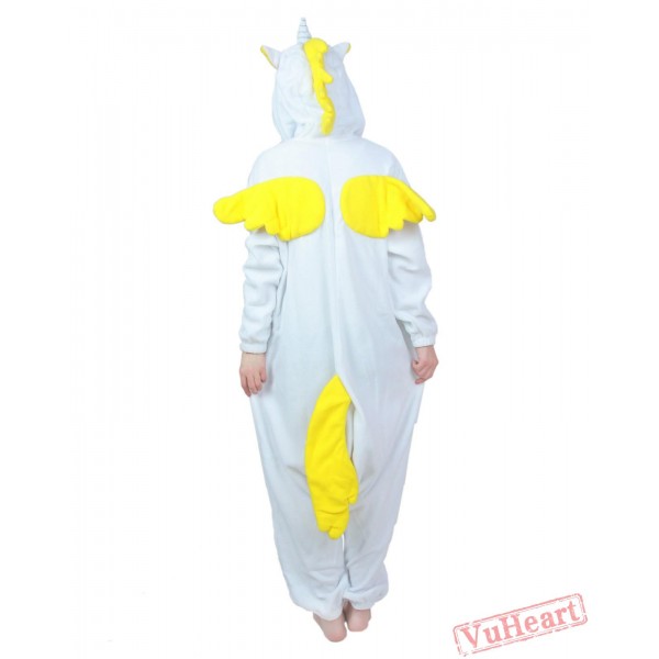 Yellow White Unicorn Kigurumi Onesies Pajamas Costumes for Women & Men