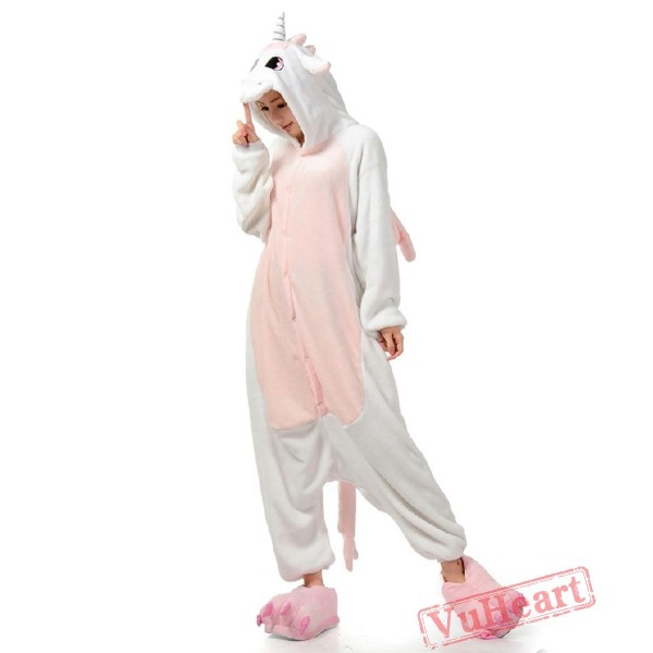 Pink White Unicorn Kigurumi Onesies Pajamas Costumes for Women & Men