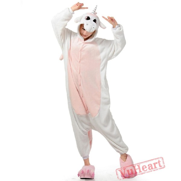 Pink White Unicorn Kigurumi Onesies Pajamas Costumes for Women & Men