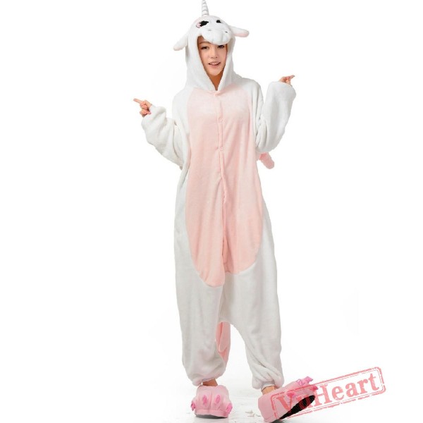 Pink White Unicorn Kigurumi Onesies Pajamas Costumes for Women & Men