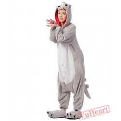 Grey Dinosaur Monster Couple Onesies / Pajamas / Costumes