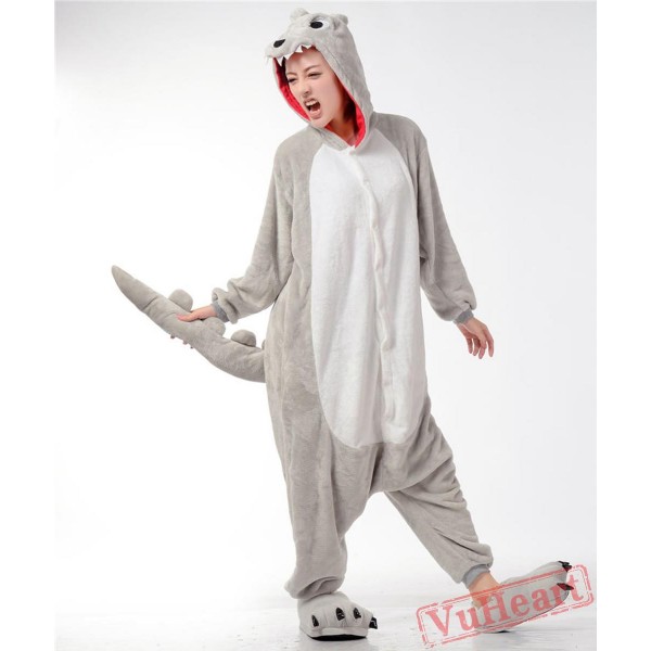 Grey Dinosaur Monster Kigurumi Onesies Pajamas Costumes for Women & Men