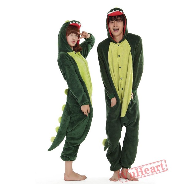 Green Dinosaur Monster Couple Onesies / Pajamas / Costumes